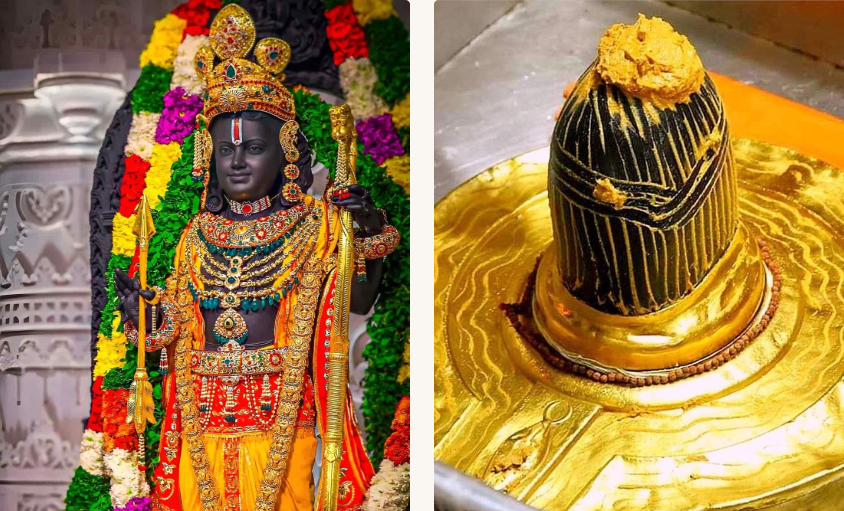 The splendour of the Ram Lalla idol is contrasted by the ascetism of the Shivling